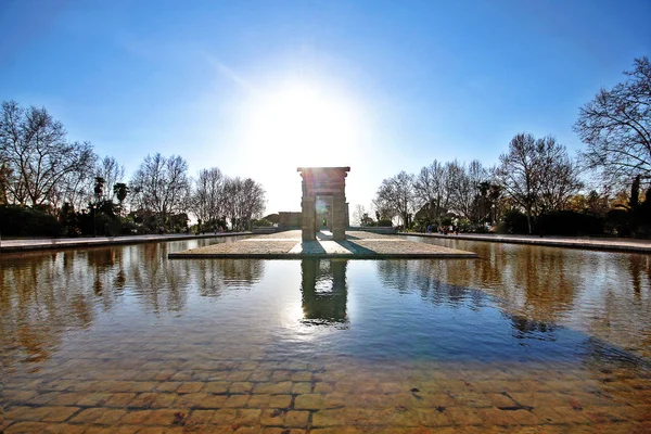 Templo Debod Antiguo Templo Egipcio Que Fue Desmantelado Reconstruido Madrid — Foto de Stock