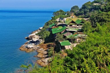 Hua Hin district, Prachuap Khiri Khan, Thailand - November 15, 2016 - Landscape of old house on Khao Takiab mountain (also known as Monkey mountain or Chopstick mountain)