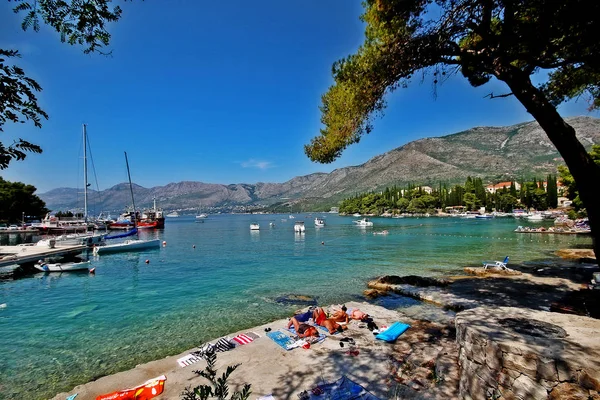 Costa Mar Adriático Cavtat Condado Dubrovnik Neretva Croácia — Fotografia de Stock
