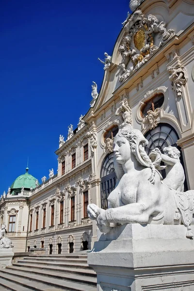 Rzeźba Sfinks Elewacji Upper Belvedere Wiedeń Wien Austria Osterreich — Zdjęcie stockowe