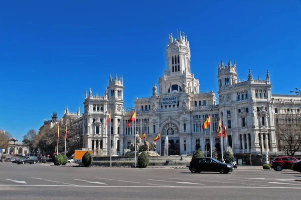 Sibele Sarayı Palacio Cibeles Spanya Nın Başkenti Madrid Bulunan Plaza — Stok fotoğraf