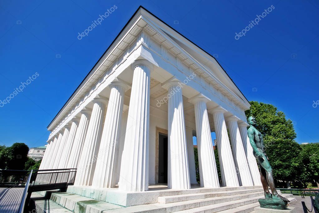 Theseus Temple (Theseustempel), the replica of 2500 years old Athenian temple of Hephaestus in Athens, in Neo-classical style surrounded by Doric columns, Volksgarten (People's Garden), Vienna, Austria
