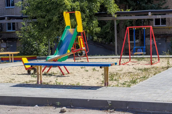 Outdoor Playground Slides Horizontal Bars Cars — Stock Photo, Image