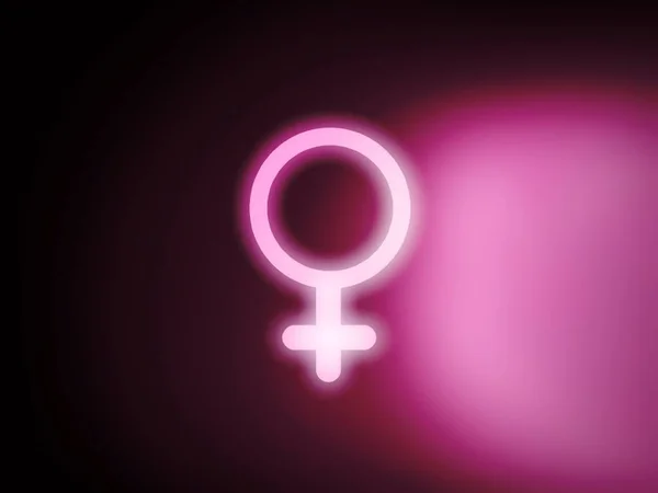 Kadın Cinsiyet Sembolü Pembe İllüstrasyon Neon Stil 