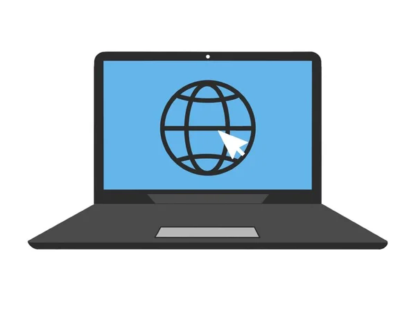 beyaz arka plan illüstrasyon üzerinde internet web sembolü ile bilgisayar