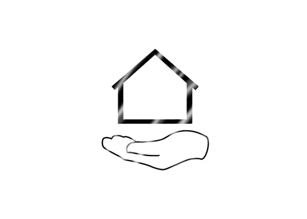 Logo Haus Und Hand Illustration Verkauf Home Symbol Auf Weißem — Stockfoto