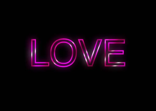 Brilho Amor Texto Fundo Preto Neon Rosa Luz Estilo — Fotografia de Stock