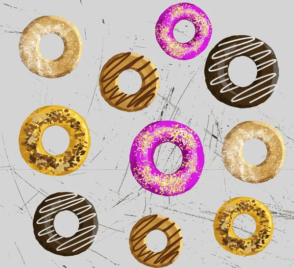 Doce Padrão Donut Colorido Para Fundo — Fotografia de Stock