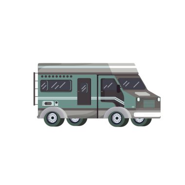 Beyaz zemin üzerinde vektör düz stil off-road yeşil araba.