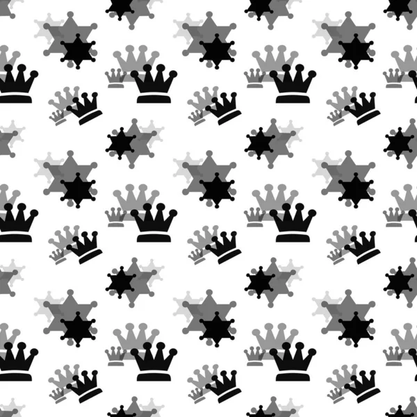 Schwarze Und Graue Kronen Auf Weißem Hintergrund Einfaches Nahtloses Muster — Stockfoto
