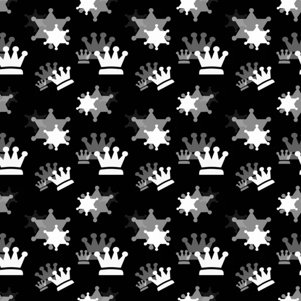 White Gray Crowns Black Background Simple Seamless Pattern Fashion Prints — Stock Photo, Image