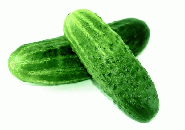 Gurken Grüne Natürliche Frisches Gemüse Auf Weißem Hintergrund Isoliert — Stockfoto