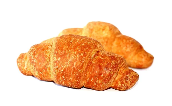 Croissant Reggelire Ropogós Friss Aromás Izolált Fehér Alapon — Stock Fotó