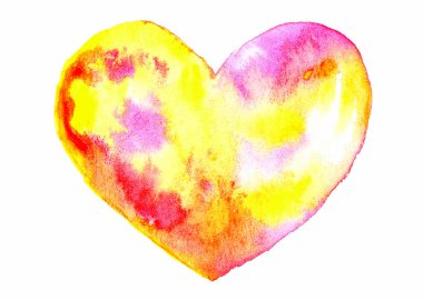 Kalp, sarı-kırmızı pigmentlerle suluboya boya ile boyanır. Suluboya boyaları