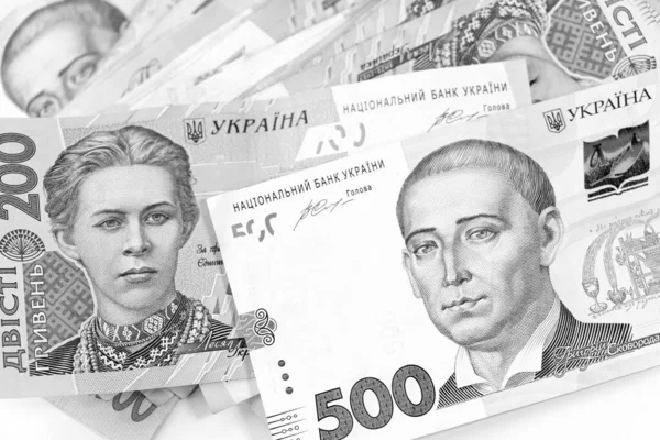 Ukrainska Pengar För 200 Och 500 Uah Ekonomi Ukraina — Stockfoto