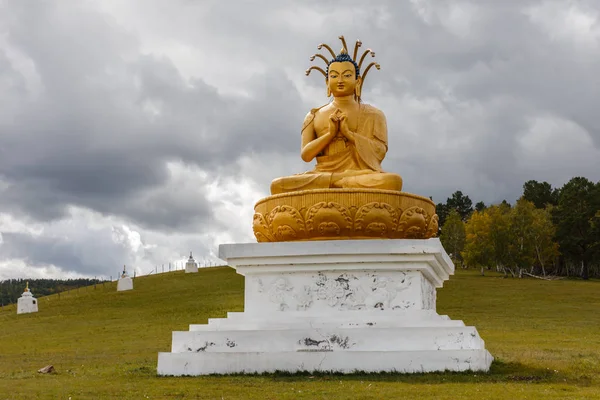 Statue Bouddha Assis Position Lotus Dans Temple Mongol Mongolie Bornuur — Photo