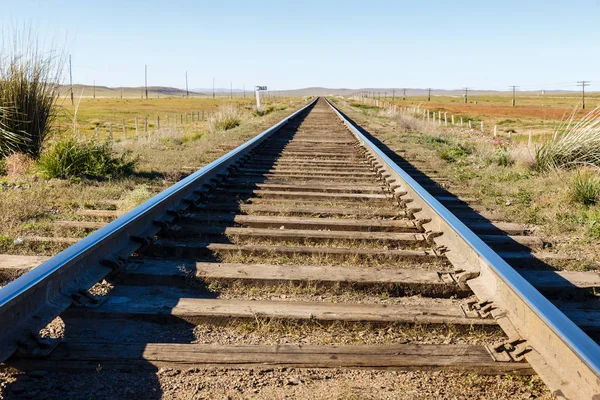 Transmongol Železnice Železnice Stepích Mongolska — Stock fotografie