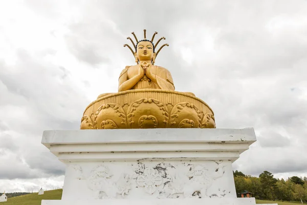 Statue Bouddha Assis Dans Temple Position Lotus Mongolie Bornuur — Photo