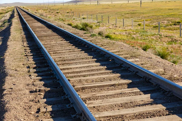 Transmongol Železnice Železnice Stepi Mongolsko — Stock fotografie