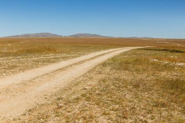 Moğol bozkır, peyzaj, Gobi Çölü Moğolistan yolda