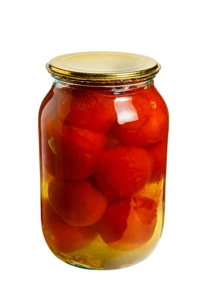 ガラスの瓶缶詰トマト — ストック写真