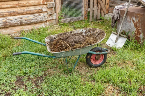 Cart with natural cow manure — Stock Photo, Image