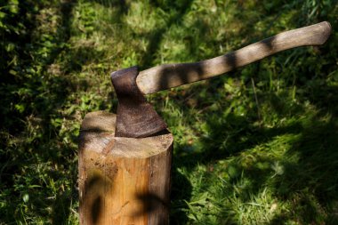 Balta kütüğe sıkıştı..