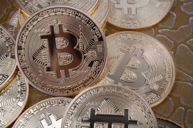 Bitcoin altın sikke. Cryptocurrency kavramı. Sanal para.