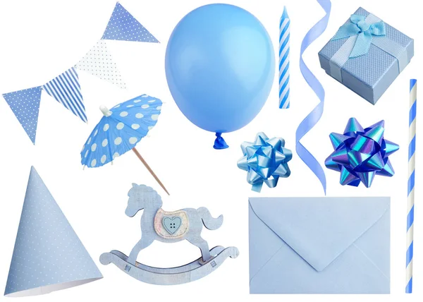 Set of birthday party elements isolated on white — Stock Photo, Image