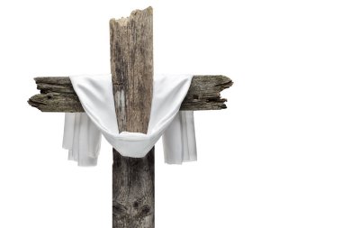 Easter cross isolated on white. He is risen concept. clipart