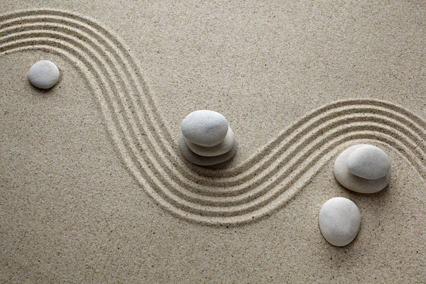 Zen garden, stone on sand. Top view — Stock Photo, Image