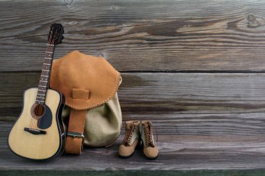 Yaz kampı için vintage seti. Tatil geçmişi. Yaz tatili kavramı.