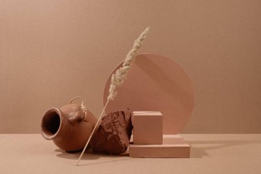 Markalaşma ve ürün sunumu için minimum arkaplan. Terracotta arkaplanı