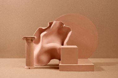 Markalaşma ve ürün sunumu için minimum arkaplan. Terracotta arkaplanı