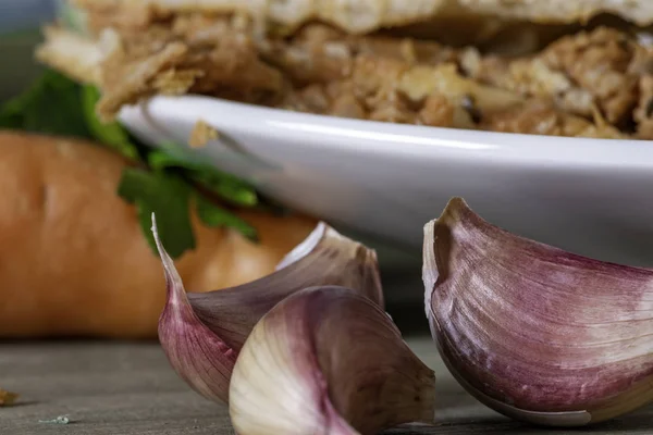 Exquisite fresh fish and vegetable pie for a delicious lunch