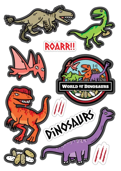 Dinosaurus Karakter Design Cartoon Set — Stockvector