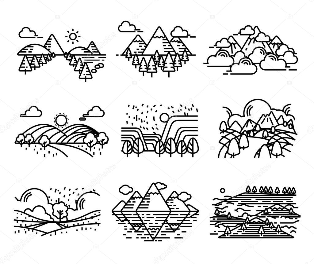 Land,mountains icon set.