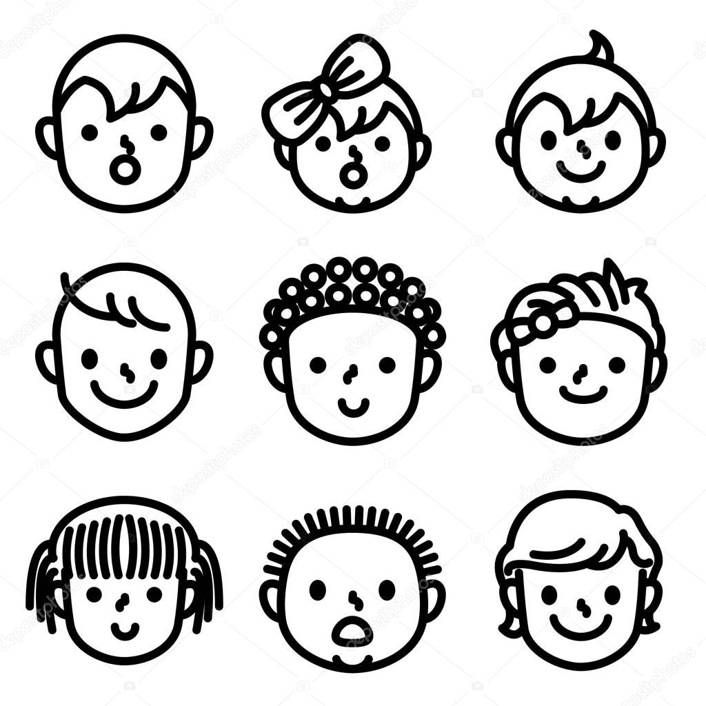 Kid avatar icon set - Vector. Boys and girls.