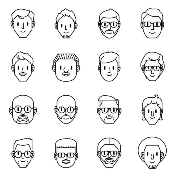 Erkek avatar simgeleri. Erkek karakterlerin vektör illüstrasyonu. — Stok Vektör