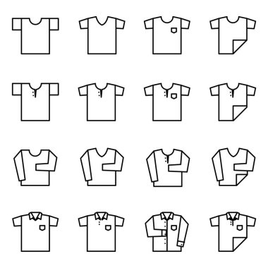 T shirt simge seti - vektör. Tek satır lı kontur.