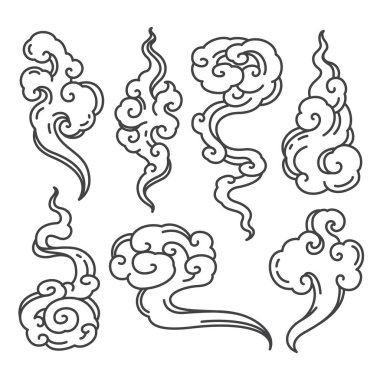 Soyut şekil kümesinde Çin bulut sanatı.