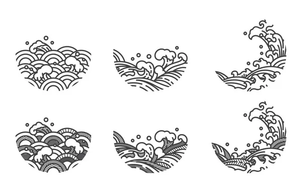 Plantilla de logotipo de línea de onda de agua.Japanese.Thai . — Archivo Imágenes Vectoriales