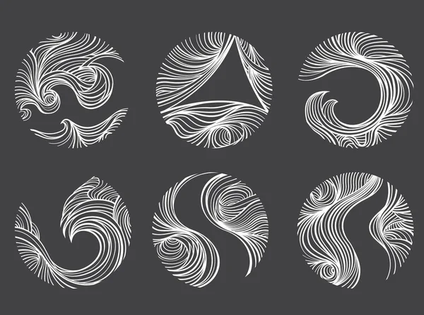 Abstract windy white line set. — Stock Vector
