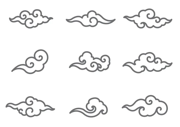 Chinese Doodle felhő ikonkészlet. — Stock Vector