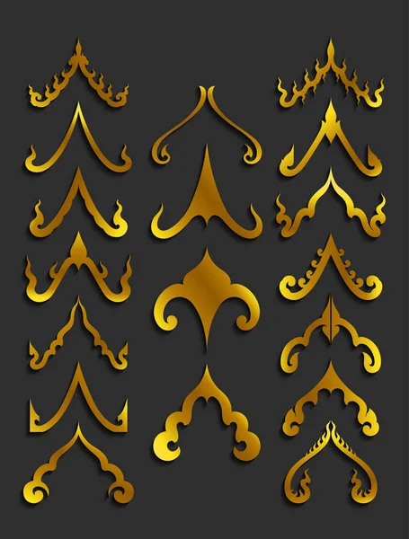 Altın tay sanat tasarım süsler. Üçgen şeklinde Asya Tay sanat tasarım elemanları. Bir tapınak ya da logo tasarımı için kullanmak gibi. Oryantal, gelenek tasarım öğeleri kavramı.