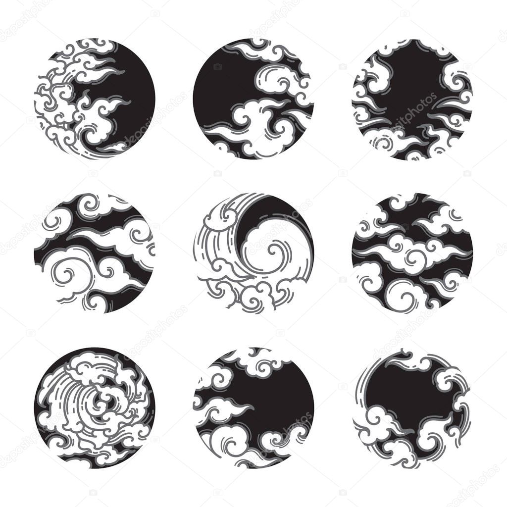 Traditional Chinese cloud eclipse shape set.