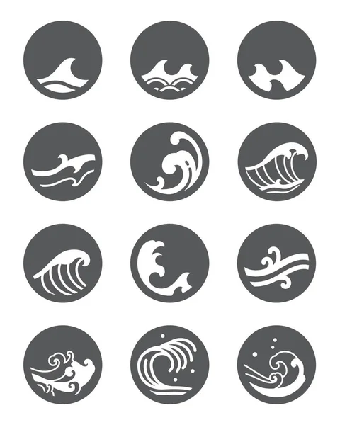 Ola de mar icono vector conjunto — Archivo Imágenes Vectoriales