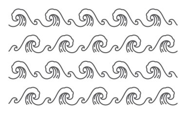 Beyaz arka plan üzerinde izole edilmiş büyük deniz dalgası deseni vektörü