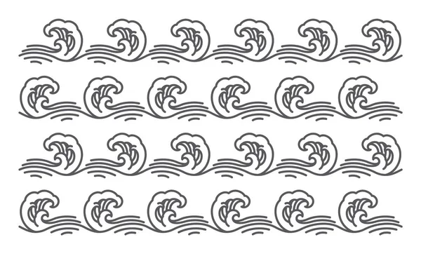 흰색 배경에 격리 된 큰 바다 파도 패턴 벡터 — 스톡 벡터
