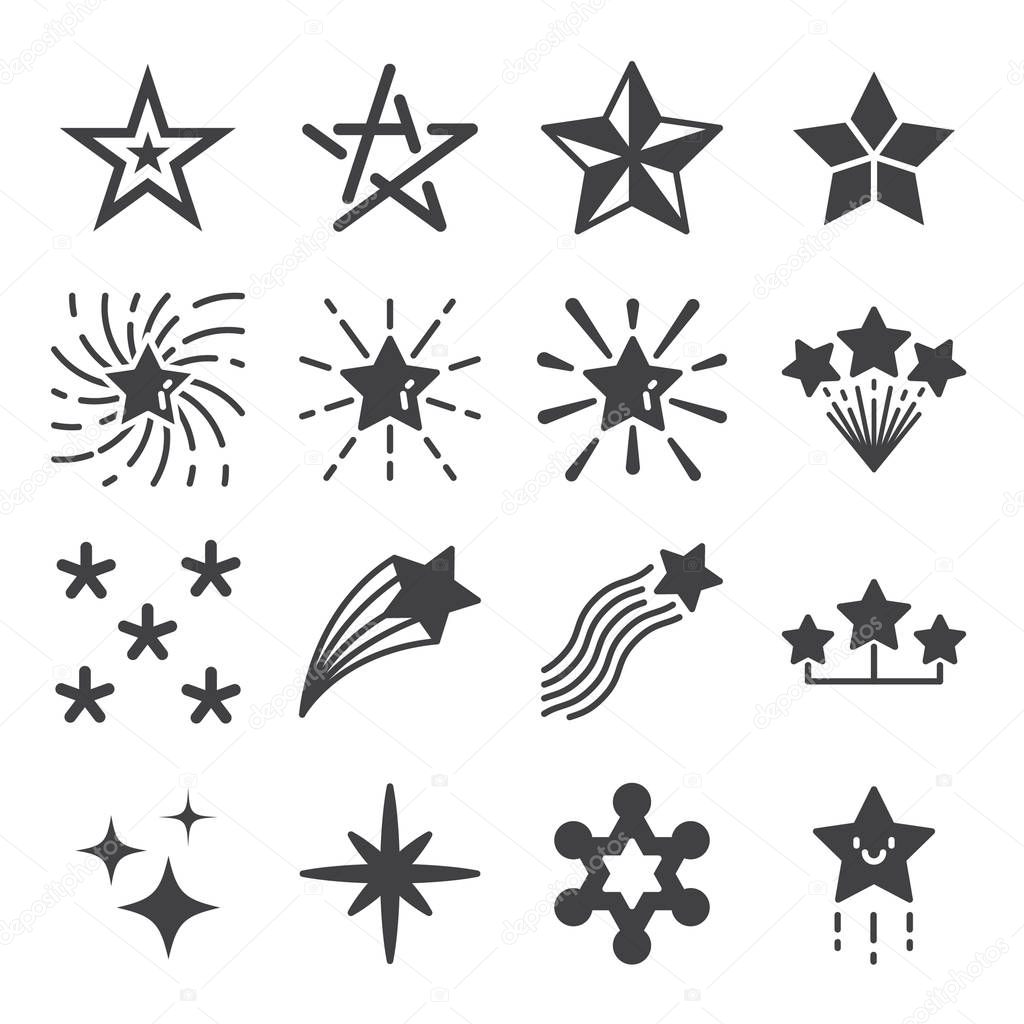 Star icons vector set. Silhouette style.